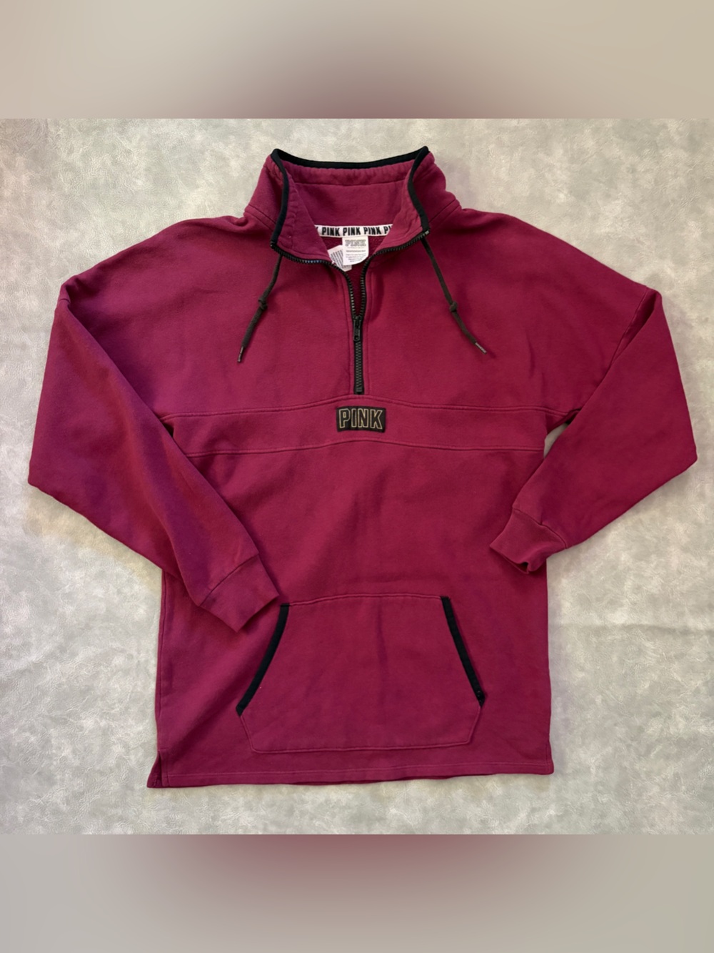 Victorias Secret PINK maroon varsity quarter zip oversized sweatshirt - Picture 3 of 10